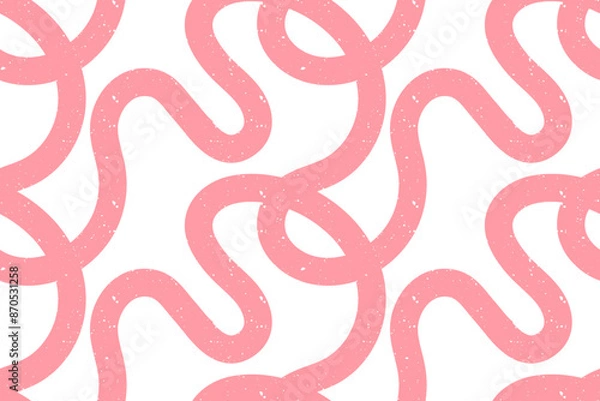 Fototapeta Hand drawn seamless pattern with cute squiggles with texture noise dirty dust. Vector illustration of bright colored doodle scribble.