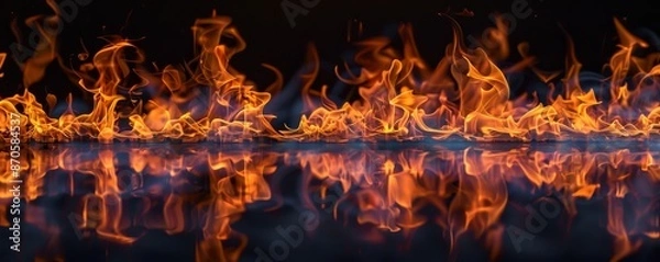 Fototapeta Flames reflecting on a surface, abstract art concept