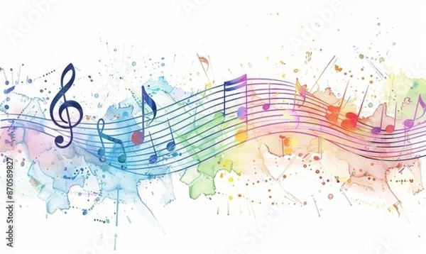 Fototapeta Continuous music line art note vector sketch illustration. Abstract music notes song sound concept background outline icon art one sheet. Vector illustration sketch Digital illustration