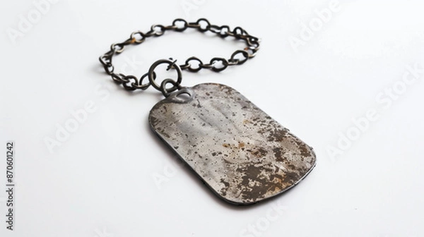 Fototapeta Dogtag, piastrina militare consumata con spazio per messaggio o per nome.
