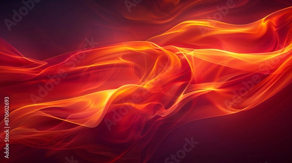 Fototapeta Deep sound waves in a fiery palette of dark red and orange, with bold, sweeping curves and a sense of intense energy.