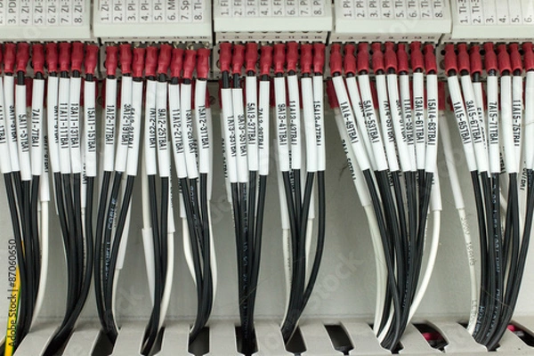 Fototapeta Wire cable terminal, input output