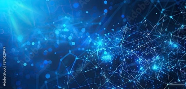 Fototapeta Abstract Digital Network with Blue Glowing Lines