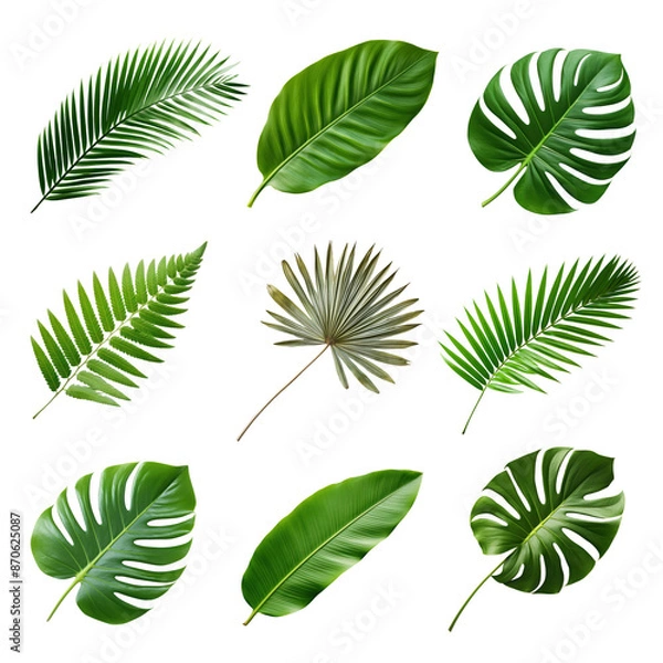 Obraz PNG tropical leaf element set, transparent background