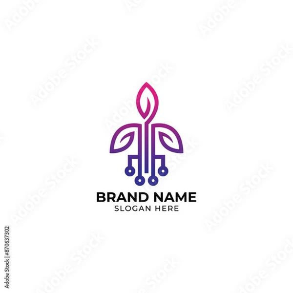 Obraz leaf plant technology logo vector