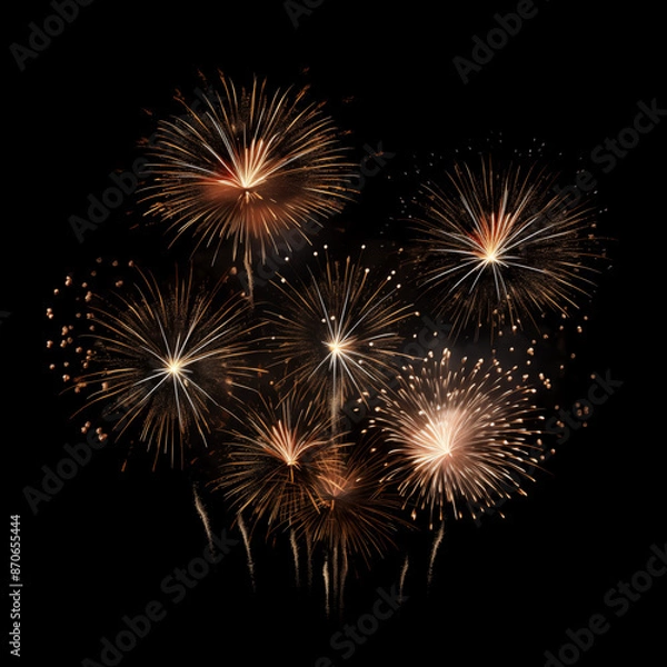 Fototapeta DIfferent colros and types of fireworks in the sky background