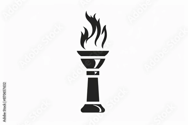 Fototapeta Fire torch black icon on a white background summer olympic games concept