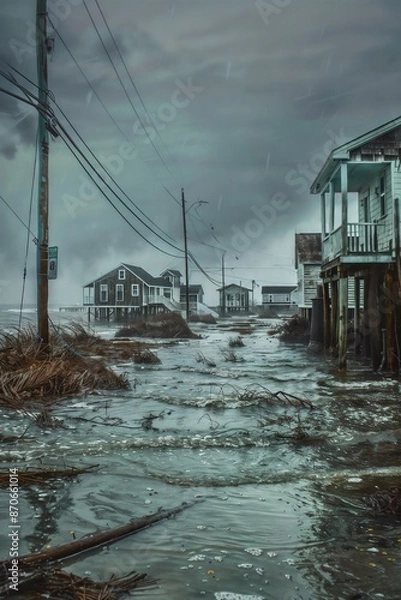 Fototapeta flooded town