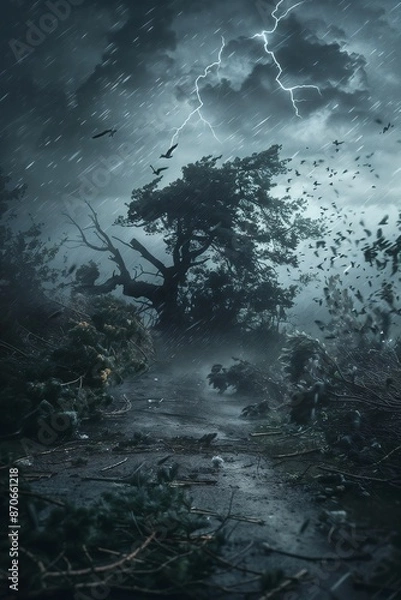 Obraz heavy storm with trees