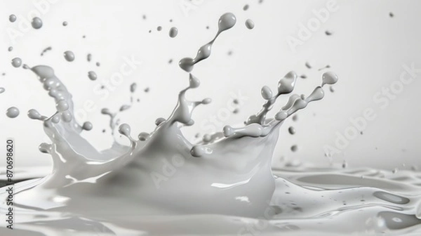 Fototapeta A striking visual of milk splashing against a blue backdrop, highlighting the fluidity and beauty of this classic beverage