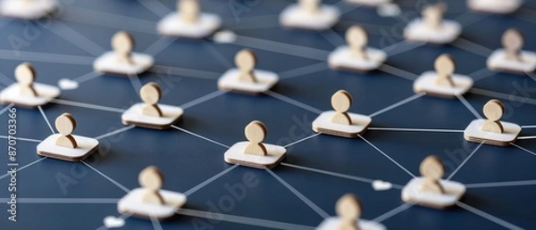 Obraz Blue Digital Background with Social Network Connection