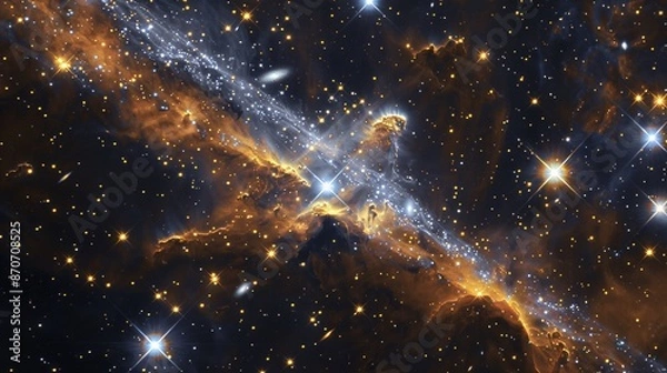 Fototapeta A mesmerizing view of a galaxy with vibrant nebulae and twinkling stars
