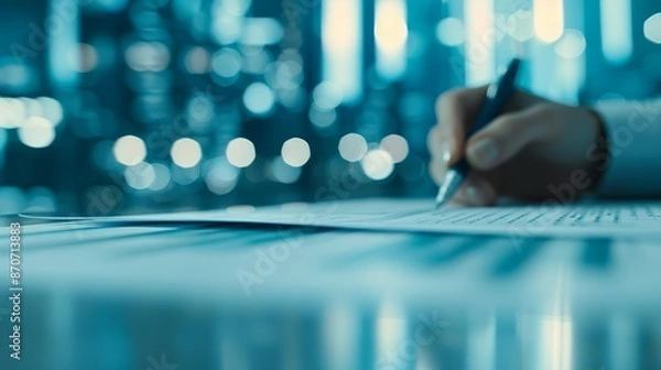 Obraz Accountant preparing for a board meeting, with comprehensive financial reports and executive summaries, emphasizing highlevel reporting