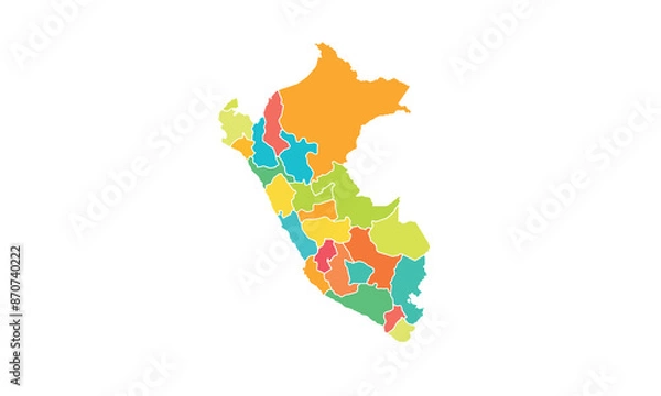 Fototapeta Map of Peru isolated modern colorful style. for website layouts, background, education, precise, customizable, Travel worldwide, map silhouette backdrop, earth geography, political, reports. 