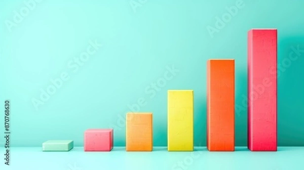 Obraz Vibrant 3D Style Bar Graph Depicting Cost versus Time