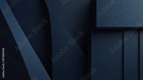 Fototapeta 3d rendering of abstract geometric shapes in blue color. Computer digital drawing.