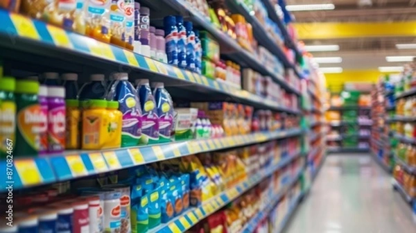 Fototapeta Blurred Grocery Store Aisle.