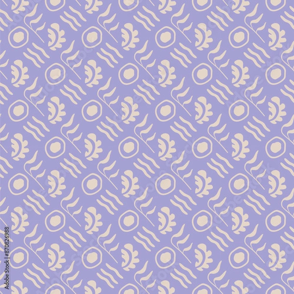 Fototapeta Seamless floral pattern. Seaweed, plants, waves, abstract elements. Delicate background. Vector