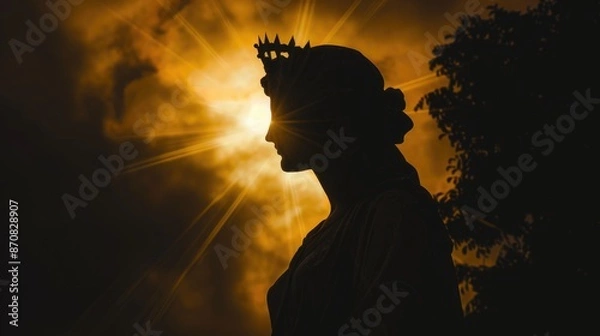 Fototapeta A statue of a woman wearing a crown, suitable for historical or royalty-themed contexts