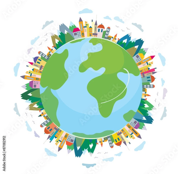 Fototapeta Global travel concept - cute design