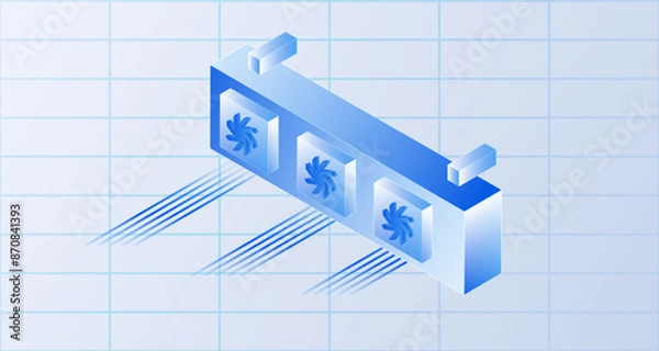 Fototapeta Ventilation isometric concept. Computer fans components