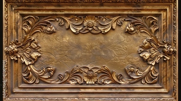Fototapeta A close-up shot of a shiny gold plaque mounted on a wall