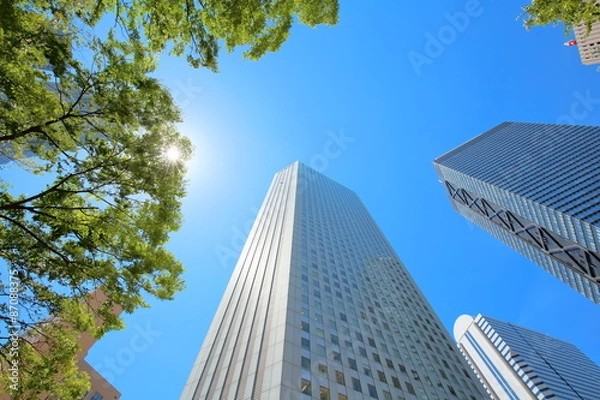 Fototapeta 高層ビル・青空
