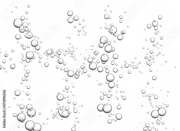 Fototapeta Carbonated Beverage, Oxygen Bubbles Texture on White Background