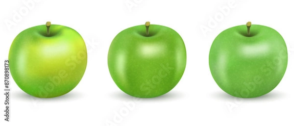 Fototapeta Vector drawing of set realistic green apples.