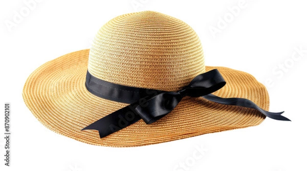 Fototapeta Summer hat with floral design on white background or PNG