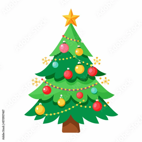 Obraz a decorated christmas tree on white background