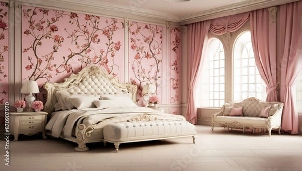 Fototapeta photo showing bed room design to use for wallpaper
