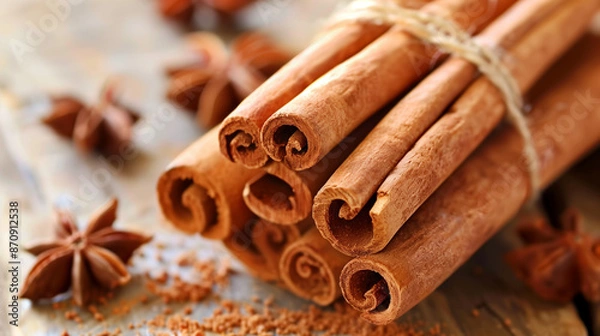 Fototapeta Bundle of Cinnamon Sticks and Star Anise