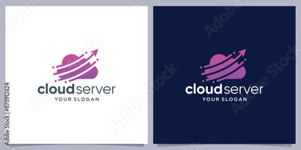 Obraz Cloud tech logo transfer database server storage logo design inspiration