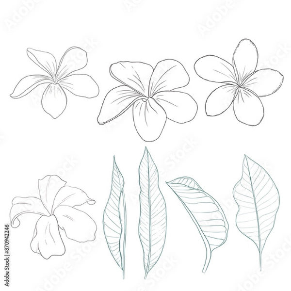 Obraz Plumeria flower illustration pack