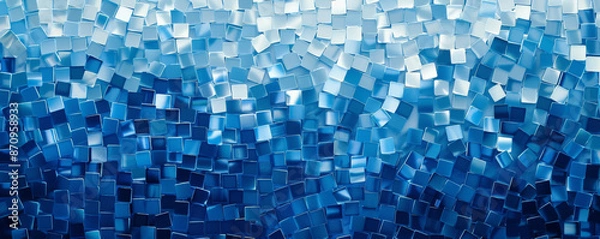 Fototapeta A monochromatic mosaic pixel background in varying shades of blue. The subtle changes in color and pixel arrangement create a calm and cohesive pattern.