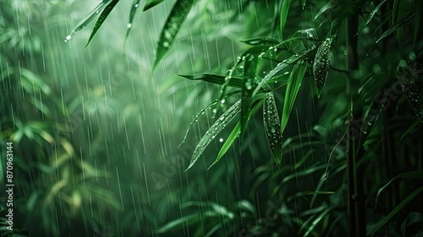 Fototapeta raindrops bamboo forest