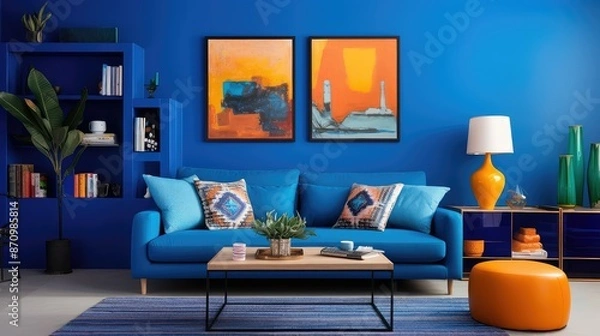 Fototapeta room blue walls