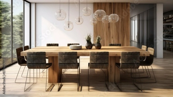 Fototapeta dining light stained wood