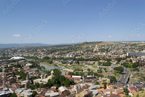 Fototapeta View of Tbilisi old town from Narikala Fortress