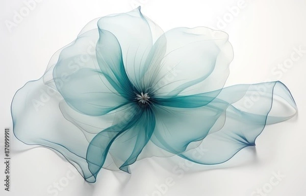 Fototapeta Abstract blue flower on a white background. 3d rendering, 3d illustration.