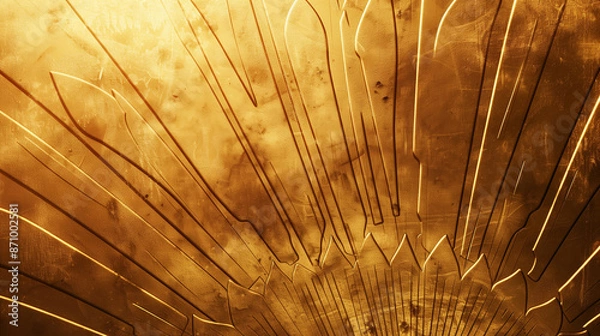Fototapeta The gold background features a subtle but refined Art Deco pattern. Its geometric forms and abstract motifs create a harmonious composition.