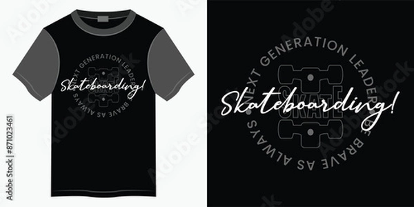 Obraz skate or skateboarding t-shirt and apparel design, skateboarding vector t-shirt design for print, skate and skateboarding t-shirt illustration design.