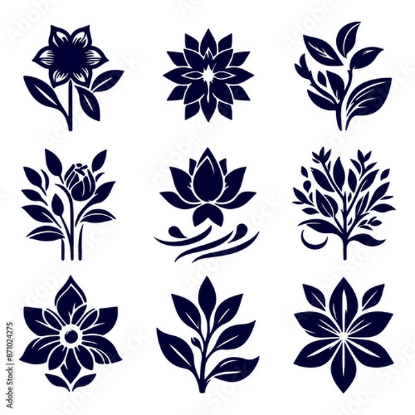 Fototapeta Creative Set of a vector flower outline design