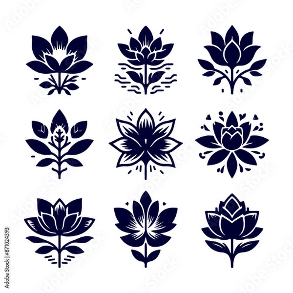 Fototapeta Creative Set of a vector flower outline design