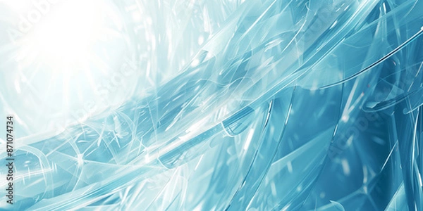 Fototapeta Abstract liquid glass holographic Iridescent wavy melted substance. 3d render of smooth forms. Modern design. Futuristic Banner, background, wallpaper cover, social media post. Generative Ai content