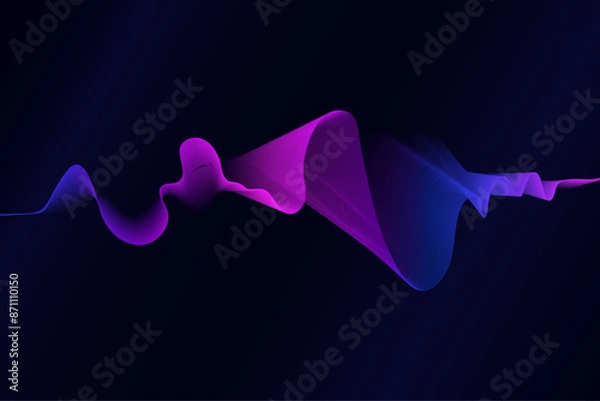 Fototapeta Modern abstract colorful curve wave lines digital blue technology background