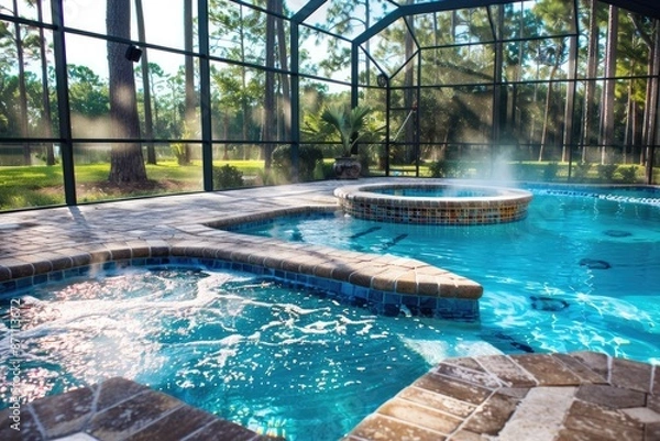 Obraz Florida Pool. Buy or Sell Your Dream House with Beautiful Pool and Spa