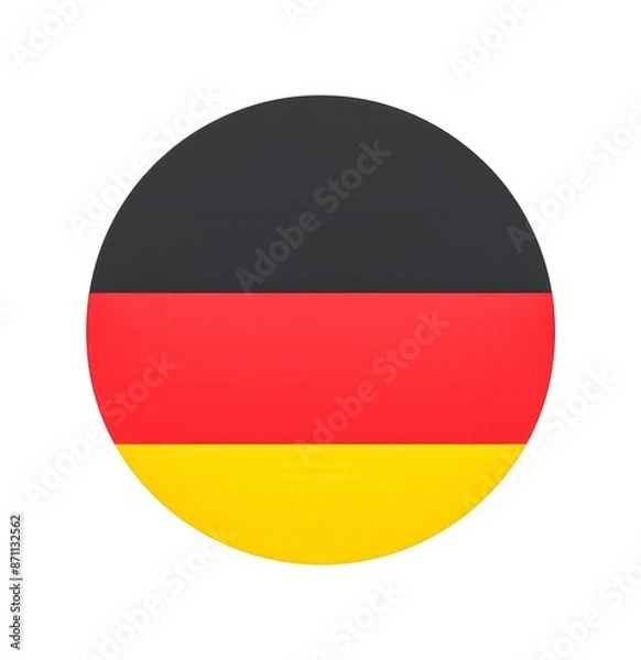 Fototapeta A round German flag with a black, red, and yellow stripe