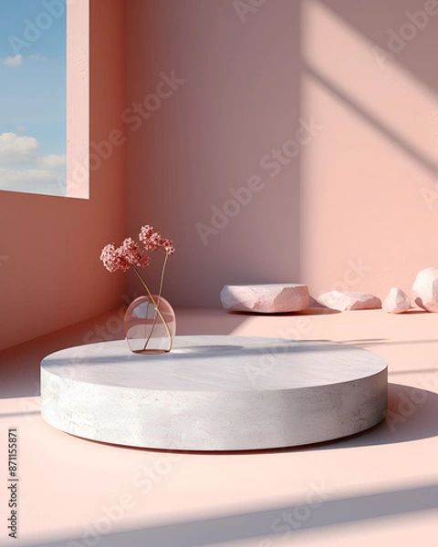 Fototapeta product stand,empty podium,cosmetic podium, display backdrop, luxury product advertisement